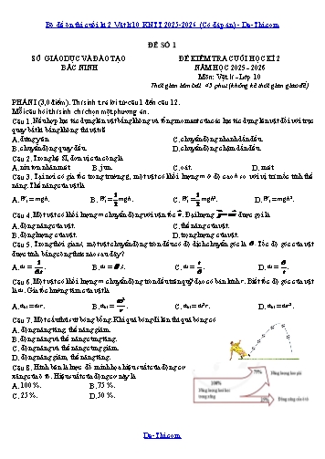 Bộ đề ôn thi cuối kì 2 Vật lí 10 KNTT 2025-2026 (Có đáp án)