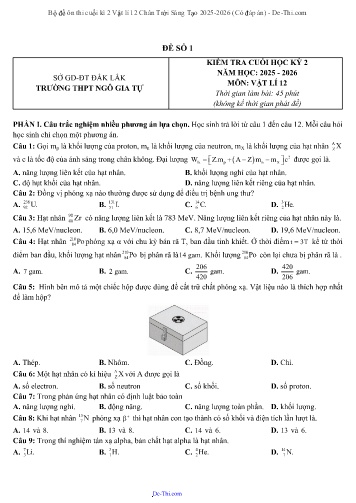 Bộ đề ôn thi cuối kì 2 Vật lí 12 Chân Trời Sáng Tạo 2025-2026 (Có đáp án)