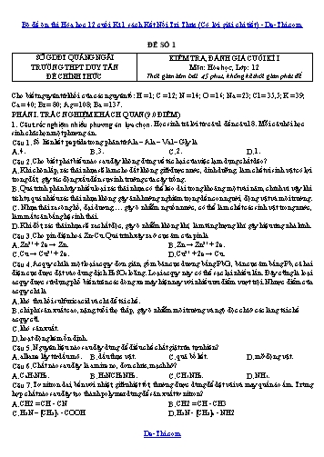 Bộ đề ôn thi Hóa học 12 cuối Kì 1 sách Kết Nối Tri Thức (Có lời giải chi tiết)