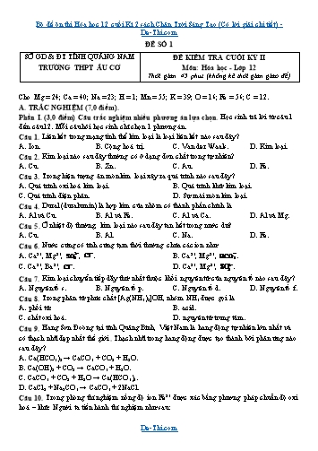 Bộ đề ôn thi Hóa học 12 cuối Kì 2 sách Chân Trời Sáng Tạo (Có lời giải chi tiết)