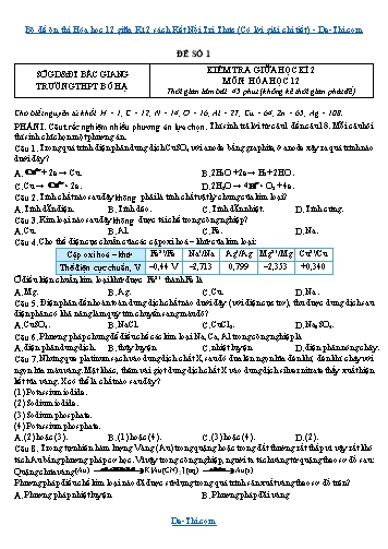 Bộ đề ôn thi Hóa học 12 giữa Kì 2 sách Kết Nối Tri Thức (Có lời giải chi tiết)