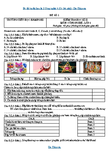 Bộ đề ôn thi học kì 2 Công nghệ 4 (Có lời giải)