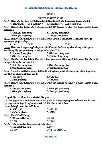 Bộ đề ôn thi Kinh tế vi mô (Có đáp án)