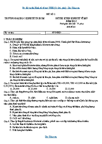 Bộ đề ôn thi Kinh tế vĩ mô UEH (Có lời giải)