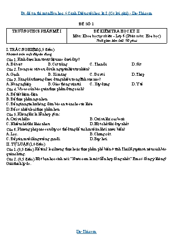 Bộ đề ôn thi môn Hóa học 6 Cánh Diều cuối học kì 2 (Có lời giải)