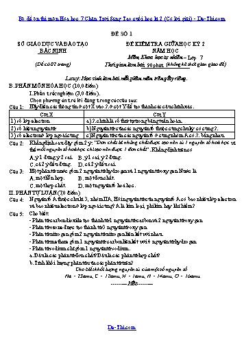 Bộ đề ôn thi môn Hóa học 7 Chân Trời Sáng Tạo cuối học kì 2 (Có lời giải)