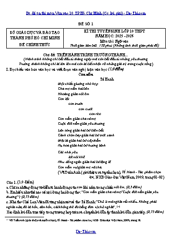 Bộ đề ôn thi môn Văn vào 10 TP Hồ Chí Minh (Có lời giải)