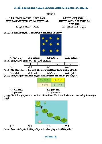 Bộ đề ôn thi Sân chơi toán học Việt Nam VNMF (Có lời giải)