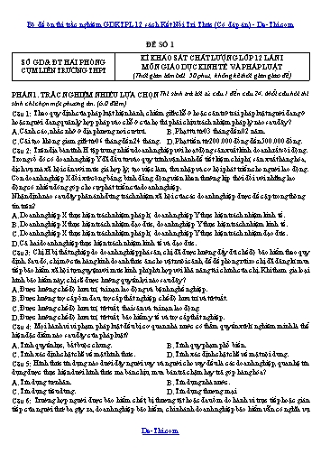Bộ đề ôn thi trắc nghiệm GDKTPL 12 sách Kết Nối Tri Thức (Có đáp án)