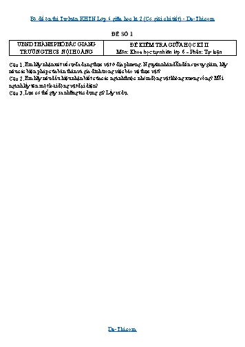 Bộ đề ôn thi Tự luận KHTN Lớp 6 giữa học kì 2 (Có giải chi tiết)