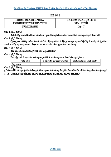 Bộ đề ôn thi Tự luận KHTN Lớp 7 giữa học kì 2 (Có giải chi tiết)
