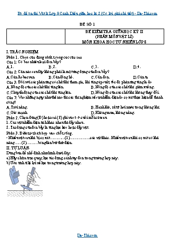 Bộ đề ôn thi Vật lí Lớp 8 Cánh Diều giữa học kì 2 (Có lời giải chi tiết)