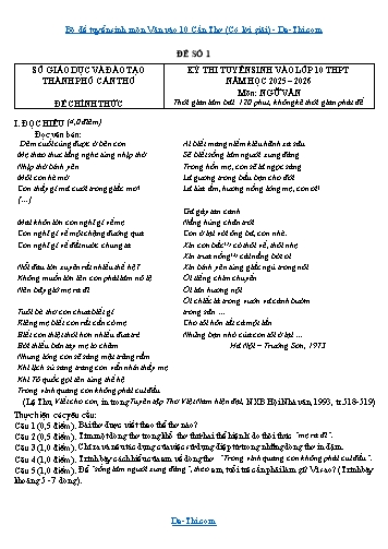 Bộ đề tuyển sinh môn Văn vào 10 Cần Thơ (Có lời giải)