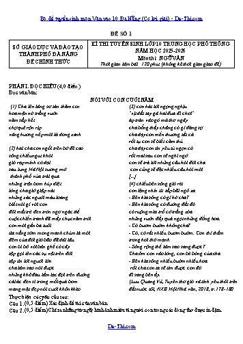 Bộ đề tuyển sinh môn Văn vào 10 Đà Nẵng (Có lời giải)