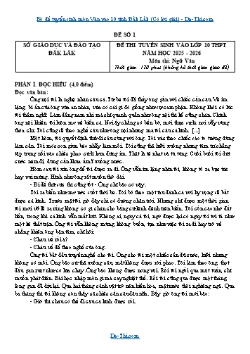 Bộ đề tuyển sinh môn Văn vào 10 tỉnh Đắk Lắk (Có lời giải)