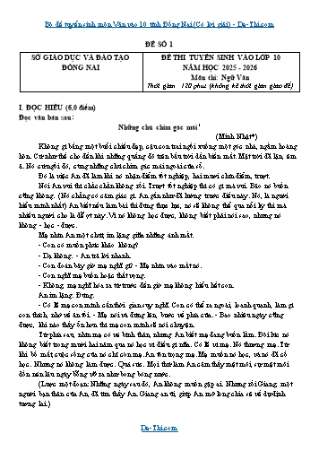 Bộ đề tuyển sinh môn Văn vào 10 tỉnh Đồng Nai (Có lời giải)
