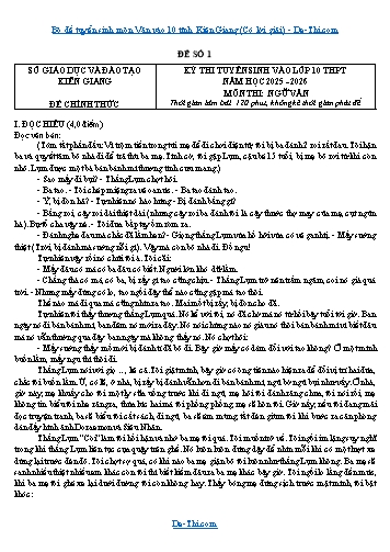 Bộ đề tuyển sinh môn Văn vào 10 tỉnh Kiên Giang (Có lời giải)