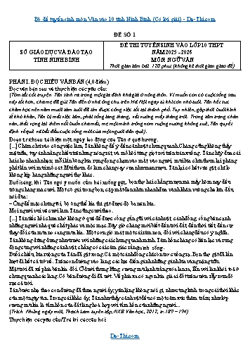 Bộ đề tuyển sinh môn Văn vào 10 tỉnh Ninh Bình (Có lời giải)