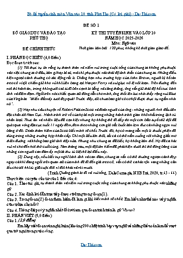 Bộ đề tuyển sinh môn Văn vào 10 tỉnh Phú Thọ (Có lời giải)