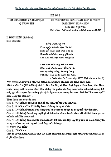Bộ đề tuyển sinh môn Văn vào 10 tỉnh Quảng Trị (Có lời giải)