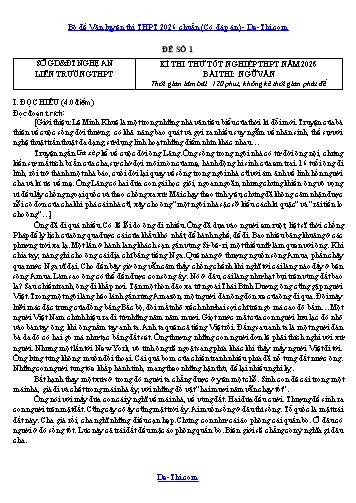 Bộ đề Văn luyện thi THPT 2026 chuẩn (Có đáp án)