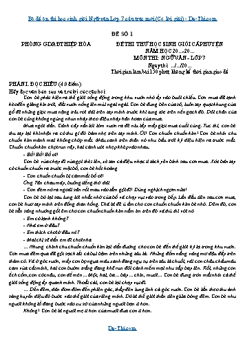 Bộ đề ôn thi học sinh giỏi Ngữ văn Lớp 7 cấu trúc mới (Có lời giải)