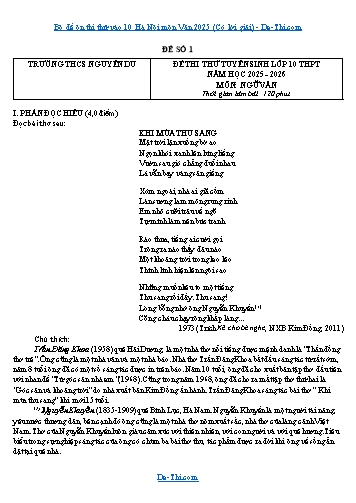 Bộ đề ôn thi thử vào 10 Hà Nội môn Văn 2025 (Có lời giải)