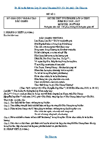 Bộ đề ôn thi thử vào Lớp 10 môn Văn năm 2026 (Có lời giải)