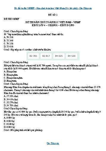 Bộ đề ôn thi VNMF - Sân chơi toán học Việt Nam (Có lời giải)
