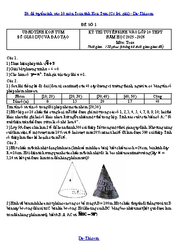 Bộ đề tuyển sinh vào 10 môn Toán tỉnh Kon Tum (Có lời giải)